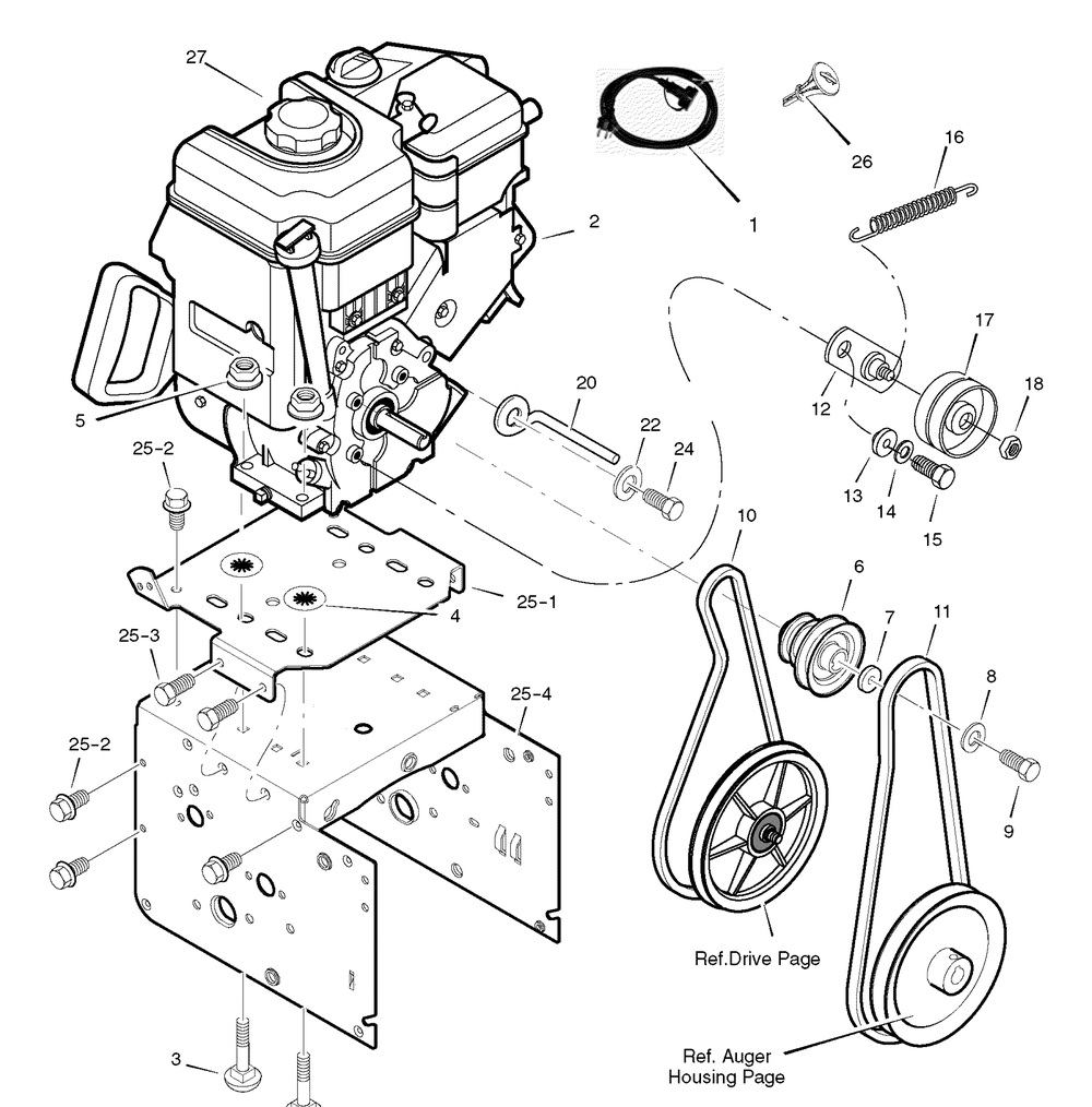 Engine Diagram and Parts List for 1695363-6271200X54 2007 Briggs and Stratton Snow Blower